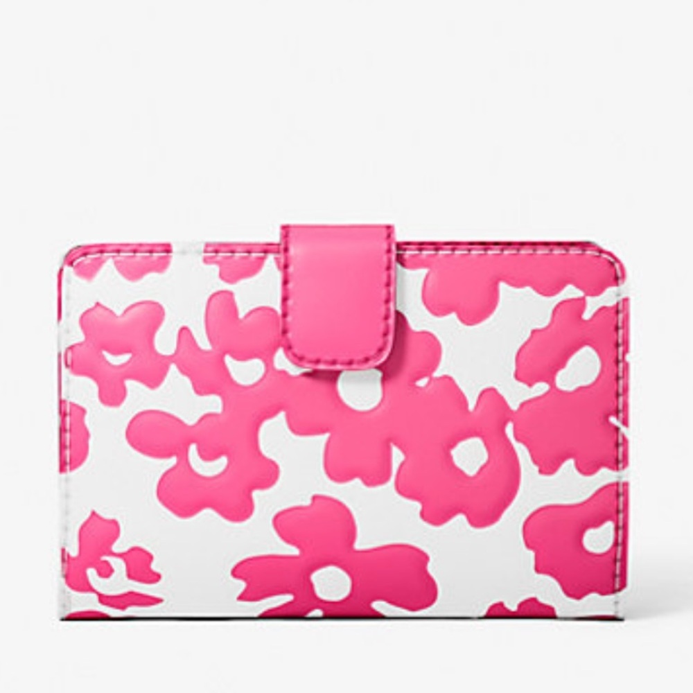 Michael Kors Jet Set Medium Floral Print Bi-Fold Wallet - Picture 5 of 10